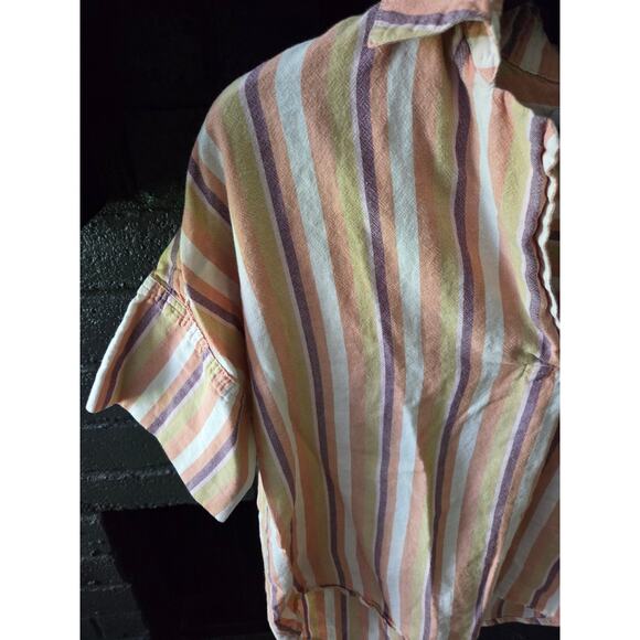 Madewell Womens XXS Striped oversided fit short sleeved lightweight blouse - Picture 3 of 9